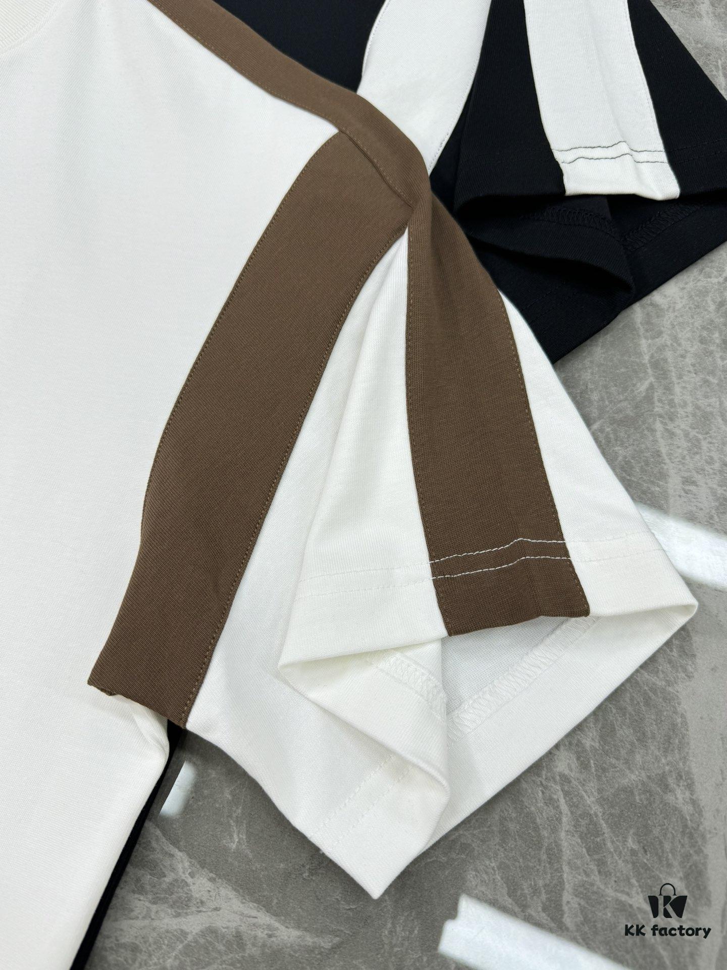 Loewe 25s New Arrival T-Shirt, Unisex, Panel Design, Color-Block Style, 280g Premium Cotton Fabric, Soft and Comfortable, 3D Embroidered Logo on Chest, Fashionable and Unique, Original Customized Version with Complete Triple Labels, Perfect for Men and Women