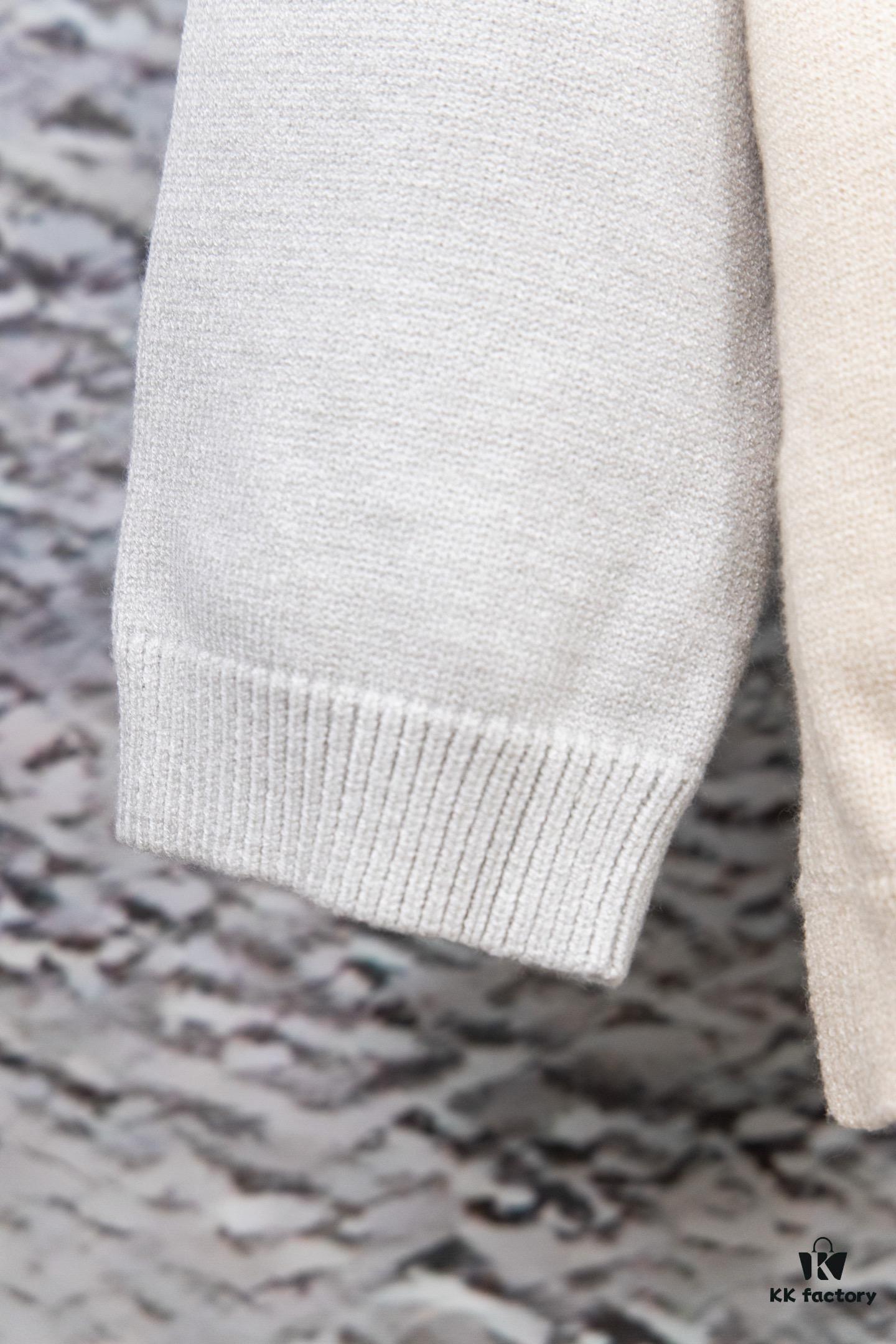 New Loewe Colorblock Embroidered Collar Preppy Polo Knit Sweater with Slits