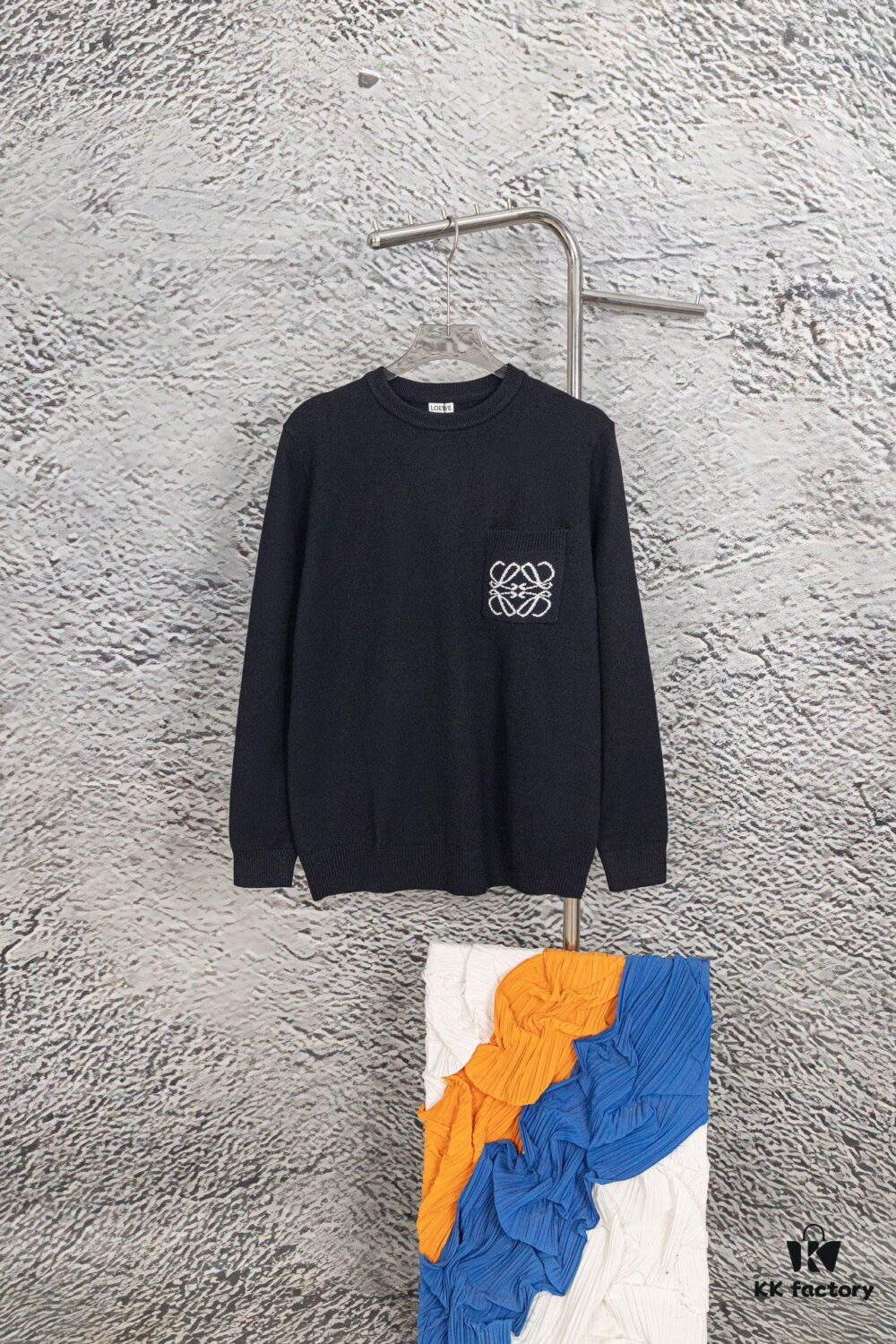 Loewe New Autumn-Winter Jacquard Pocket Knit Pullover Hoodie