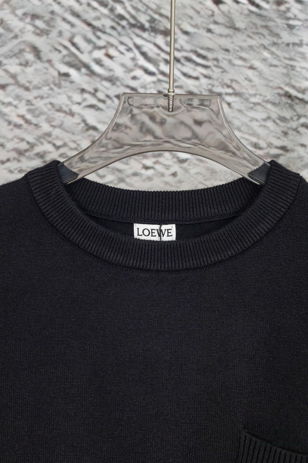 Loewe New Autumn-Winter Jacquard Pocket Knit Pullover Hoodie
