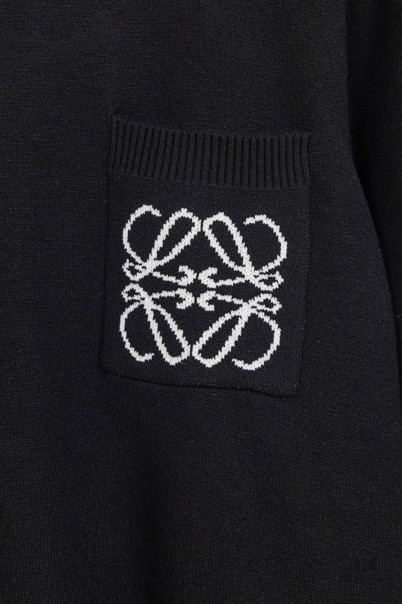 Loewe New Autumn-Winter Jacquard Pocket Knit Pullover Hoodie