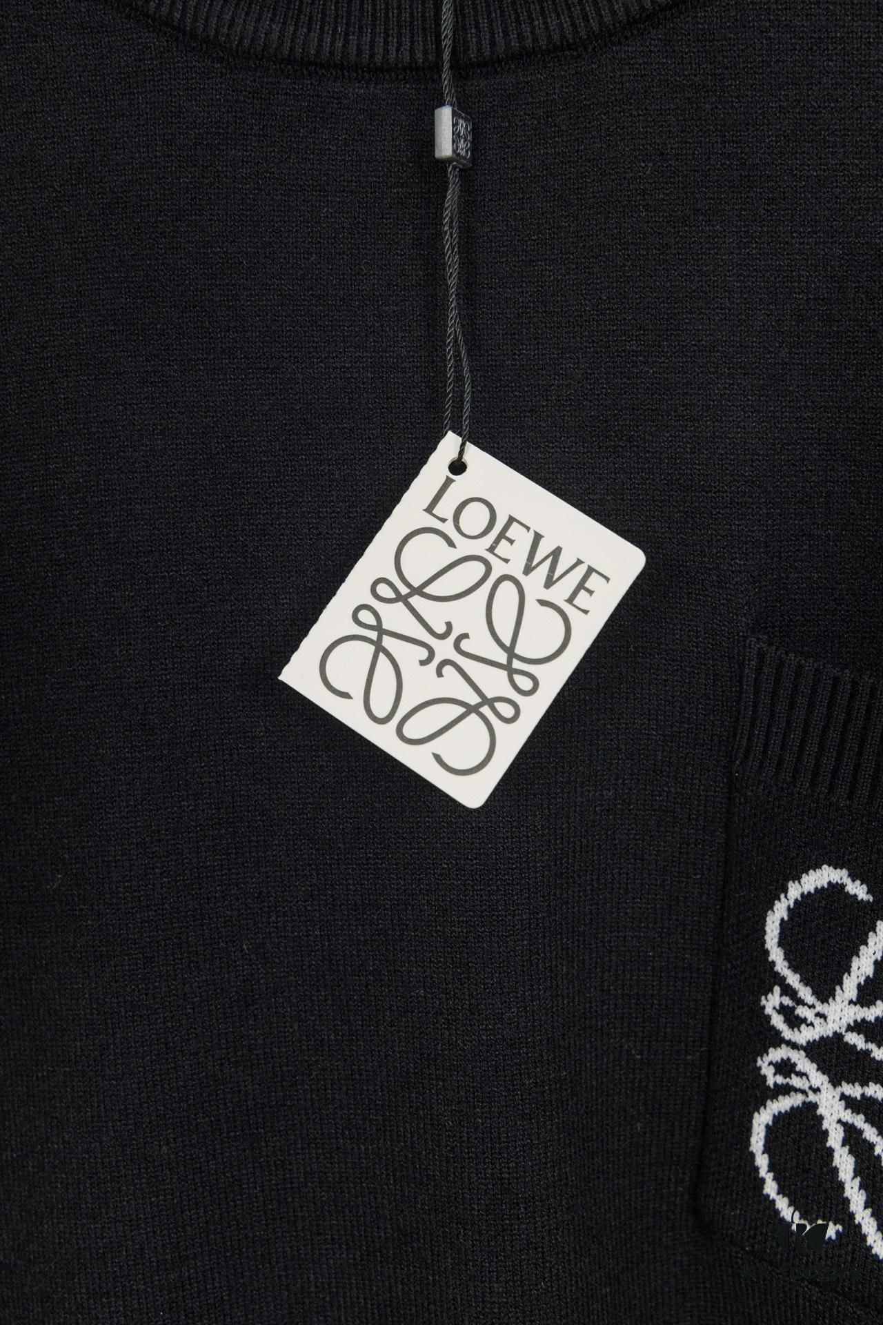 Loewe New Autumn-Winter Jacquard Pocket Knit Pullover Hoodie