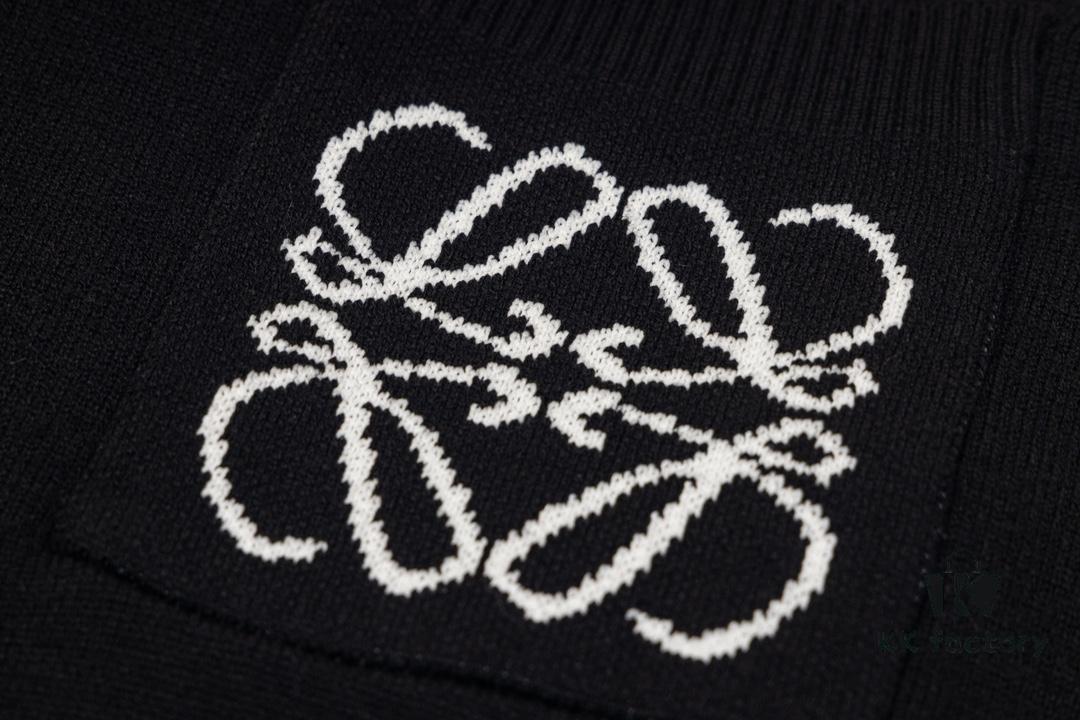 Loewe New Autumn-Winter Jacquard Pocket Knit Pullover Hoodie