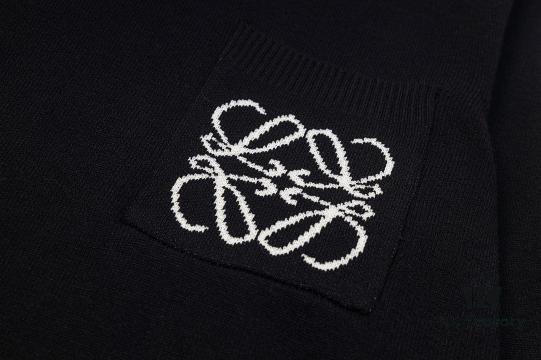 Loewe New Autumn-Winter Jacquard Pocket Knit Pullover Hoodie