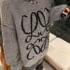 New LOEWE 22SS Exquisite Heather Gray Jacquard Crewneck Sweater Y002