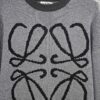 New LOEWE 22SS Beautiful Heather Gray Jacquard Crew Neck Sweater Y002
