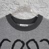New LOEWE 22SS Beautiful Heather Gray Jacquard Crew Neck Sweater Y002