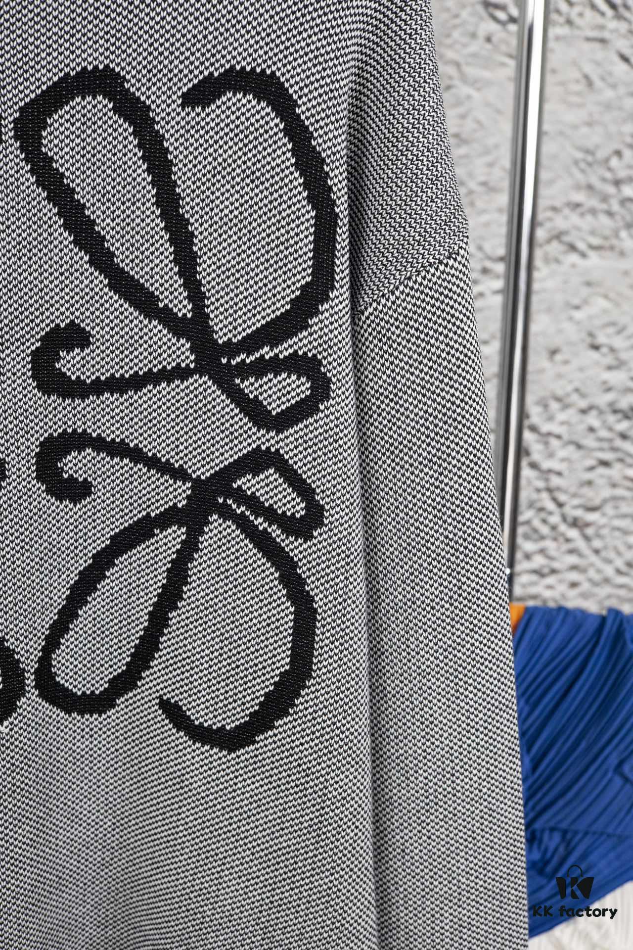 New LOEWE 22SS Beautiful Heather Gray Jacquard Crew Neck Sweater Y002