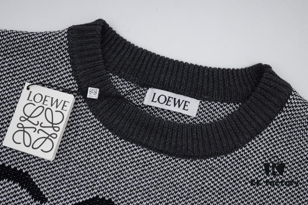 New LOEWE 22SS Exquisite Heather Gray Jacquard Crew Neck Sweater Y002