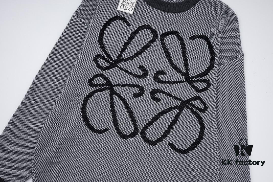 New LOEWE 22SS Exquisite Heather Gray Jacquard Crew Neck Sweater Y002