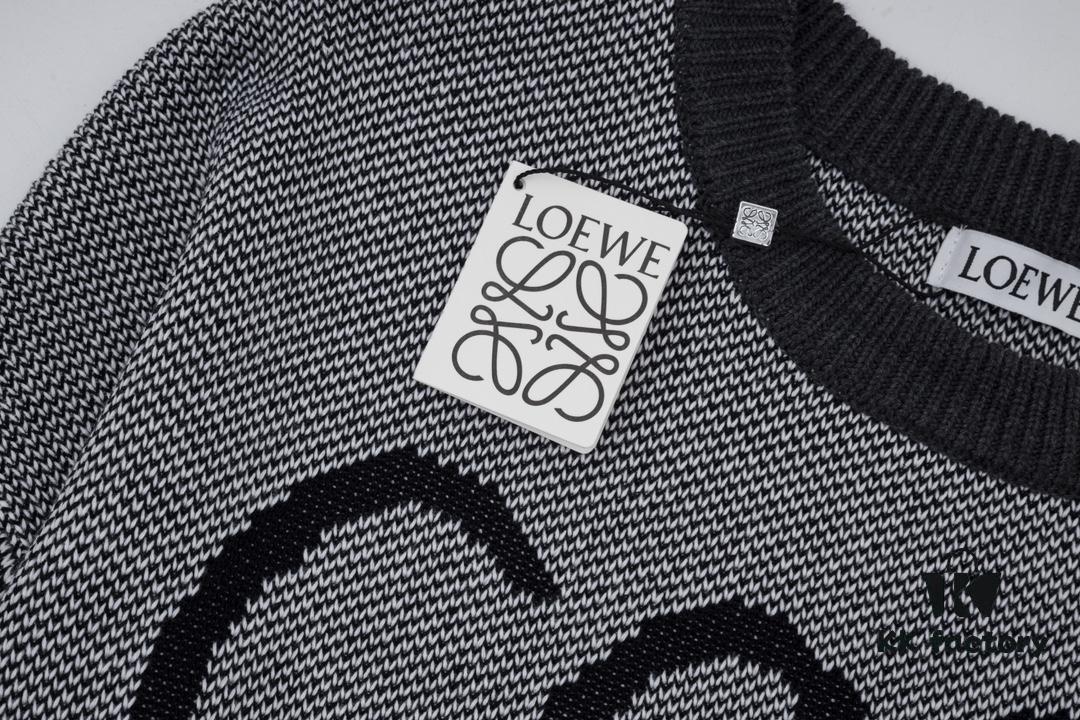 New LOEWE 22SS Exquisite Heather Gray Jacquard Crew Neck Sweater Y002