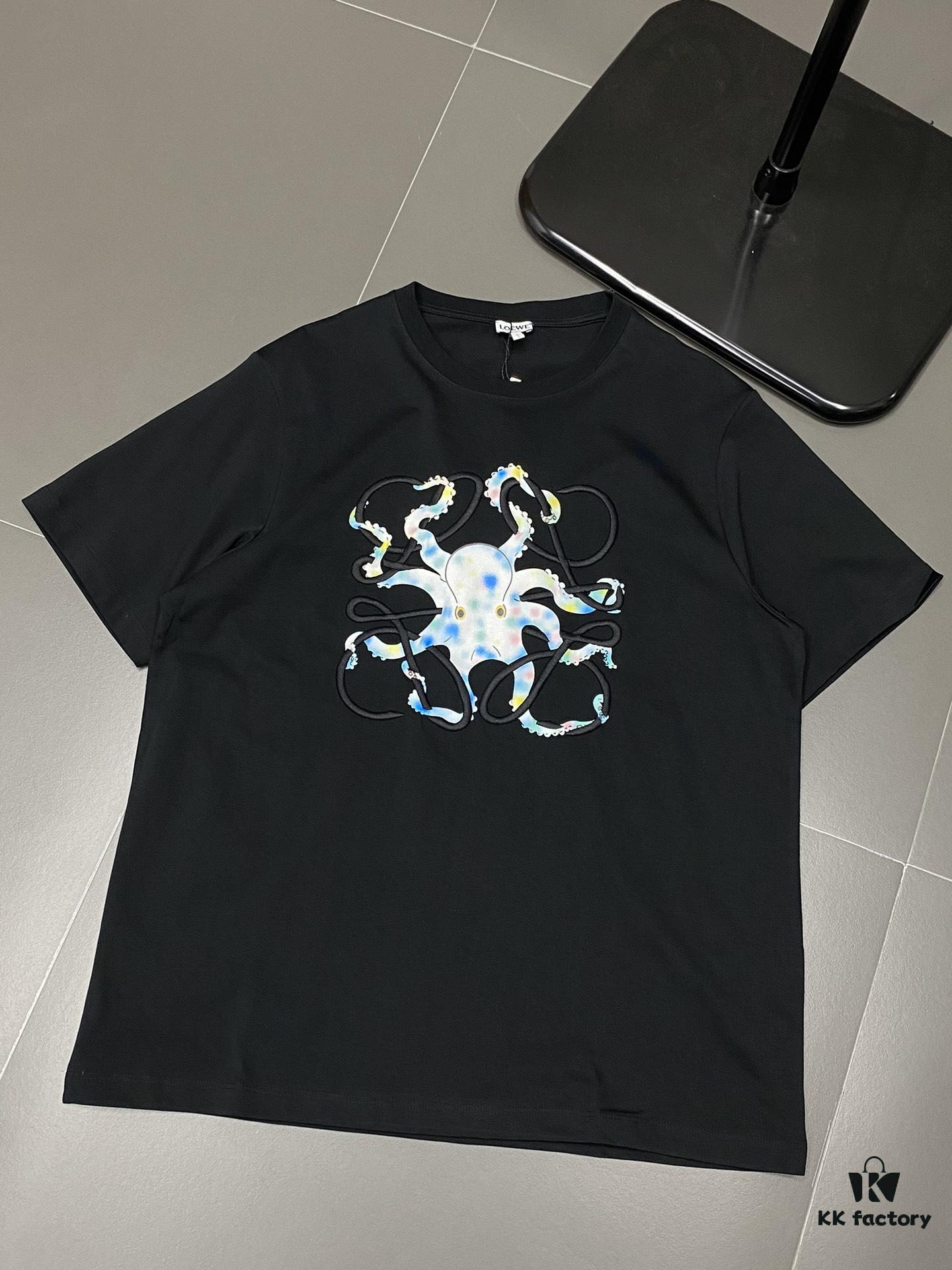 Loewe Men's Casual Short-Sleeve T-Shirt, Exclusive New Arrival, Original Order, High-End Custom Version, Fashionable and Versatile Bestseller, Imported Fabric, Ultra-Soft and Smooth Touch, Skin-Friendly and Comfortable Wear