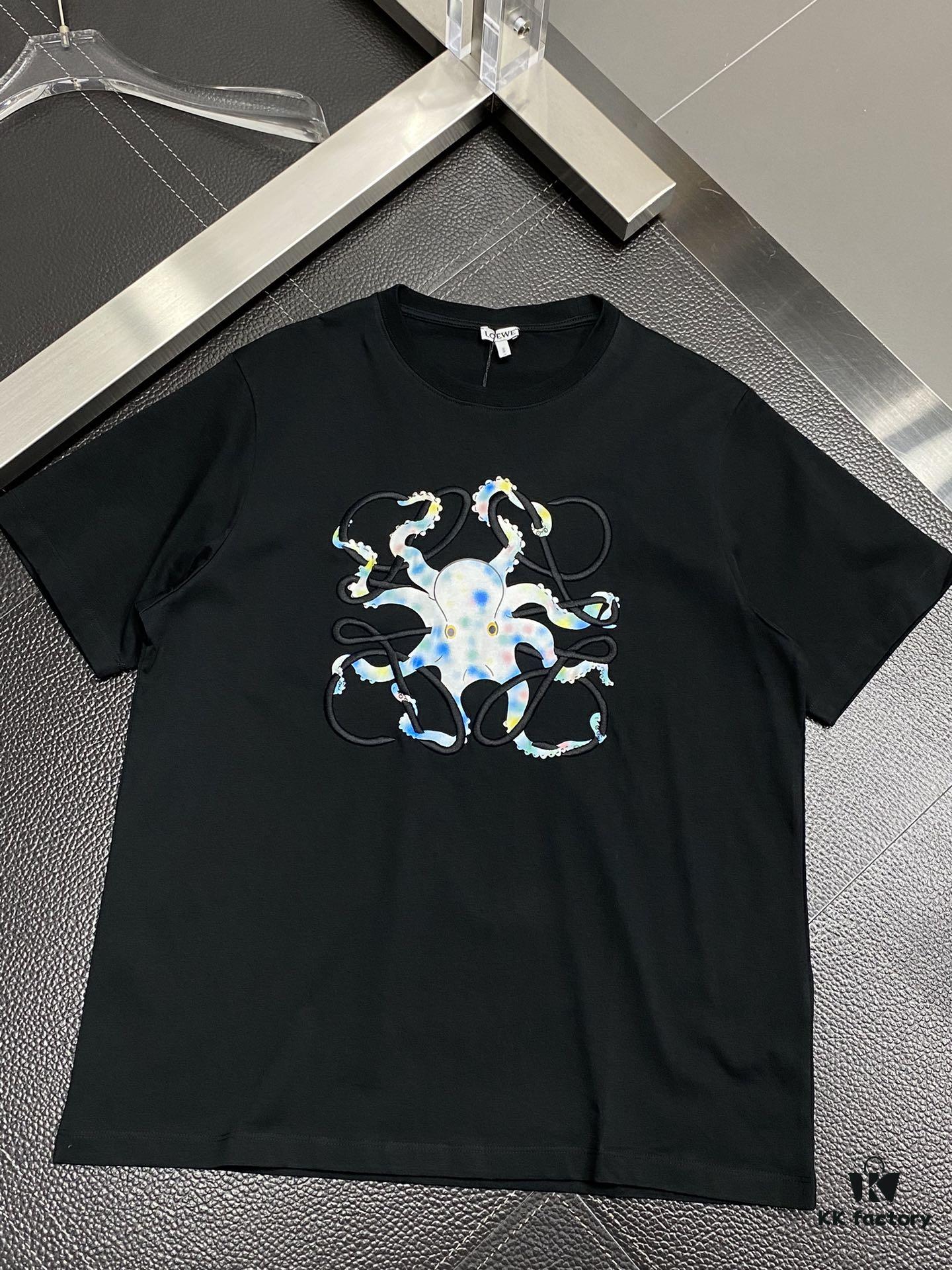 Loewe Men's Casual Short-Sleeve T-Shirt, Exclusive New Arrival, High-End Custom Version, Premium Imported Fabric, Soft and Comfortable