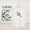 High-Quality Loewe 25SS Spring/Summer Collection Loewe x Suna Fujita Collaboration Embroidered Round-Neck Short-Sleeve T-Shirt with Contrast Logo and Cartoon Rabbit Design
