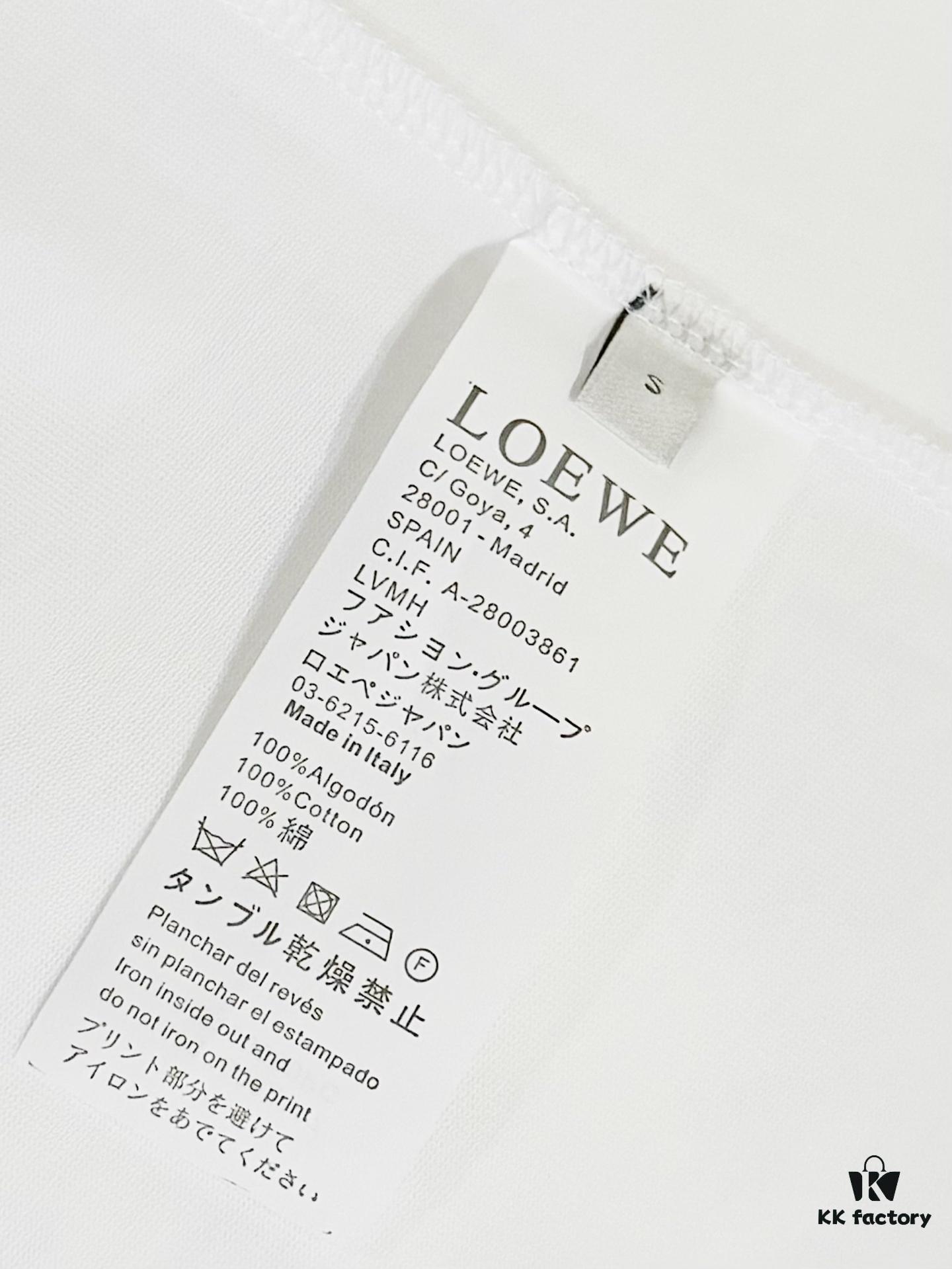 High-Quality Loewe 25SS Spring/Summer Collection Loewe x Suna Fujita Collaboration Embroidered Round-Neck Short-Sleeve T-Shirt with Contrast Logo and Cartoon Rabbit Design