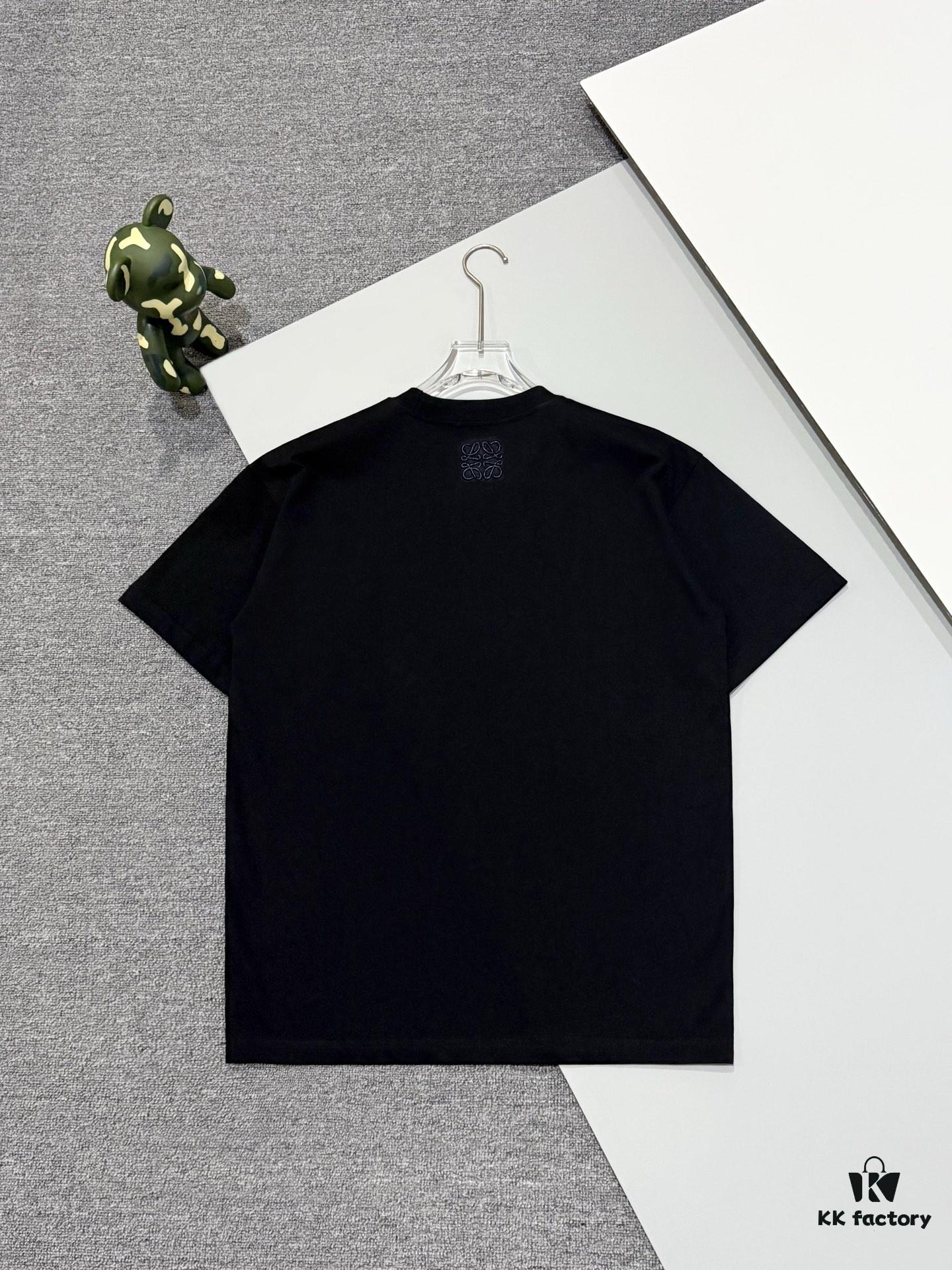 High-Quality Loewe 25SS Spring/Summer Collection Loewe x Suna Fujita Collaboration Heavy Embroidered Round-Neck Short-Sleeve T-Shirt with Contrast Logo and Cartoon Rabbit Design