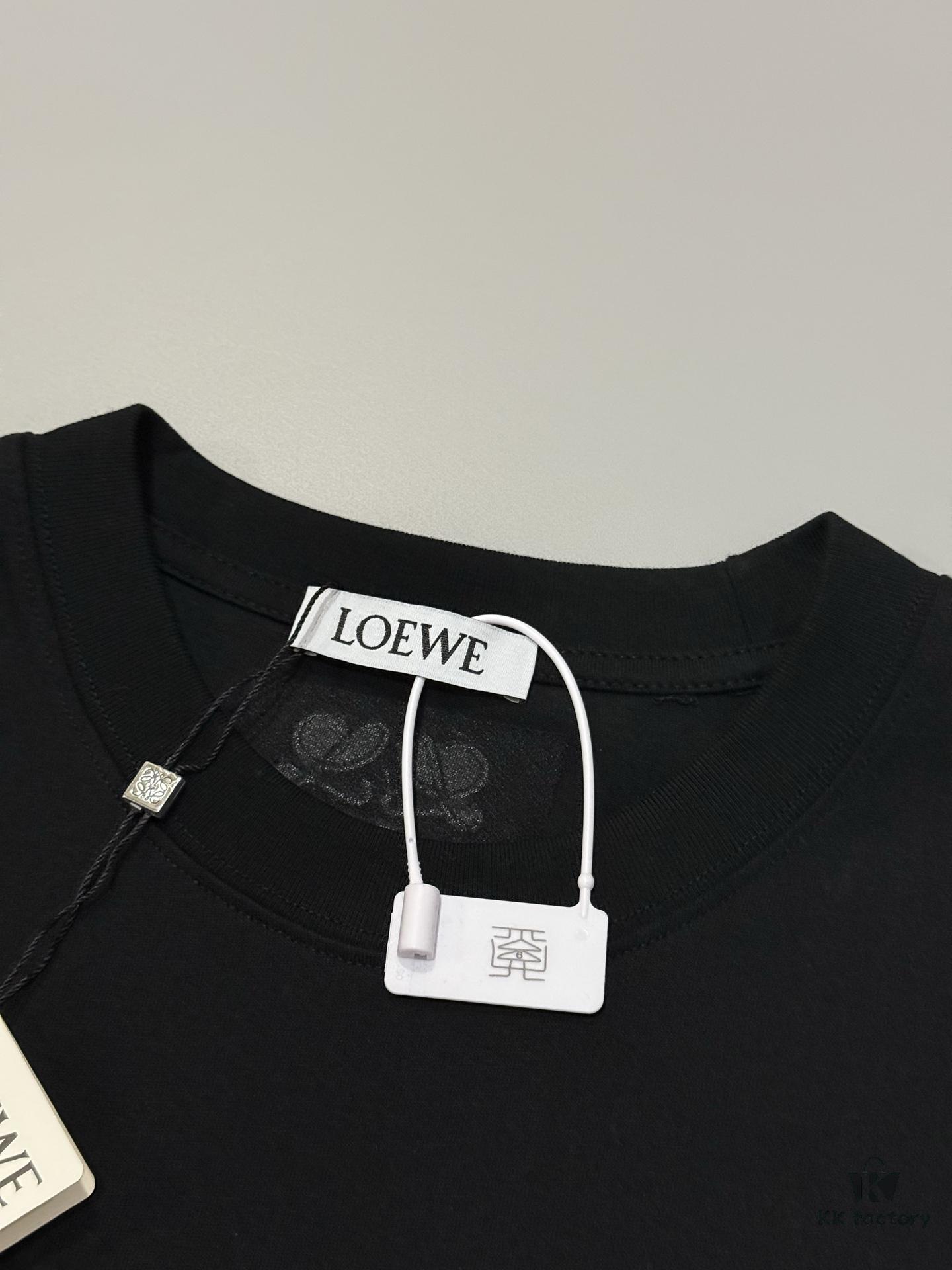 High-Quality Loewe 25SS Spring/Summer Collection Loewe x Suna Fujita Collaboration Heavy Embroidered Round-Neck Short-Sleeve T-Shirt with Contrast Logo and Cartoon Rabbit Design
