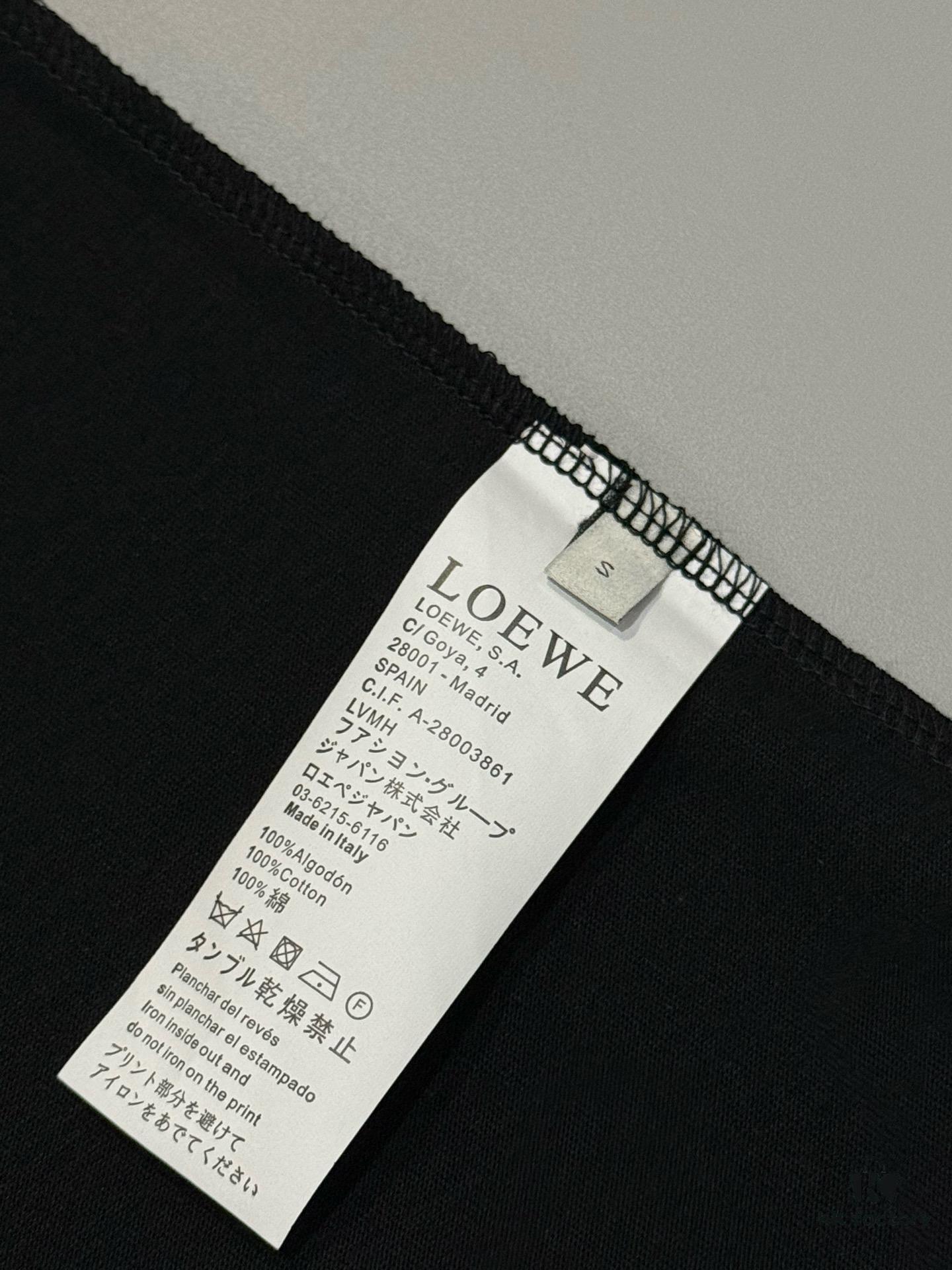 High-Quality Loewe 25SS Spring/Summer Collection Loewe x Suna Fujita Collaboration Heavy Embroidered Round-Neck Short-Sleeve T-Shirt with Contrast Logo and Cartoon Rabbit Design