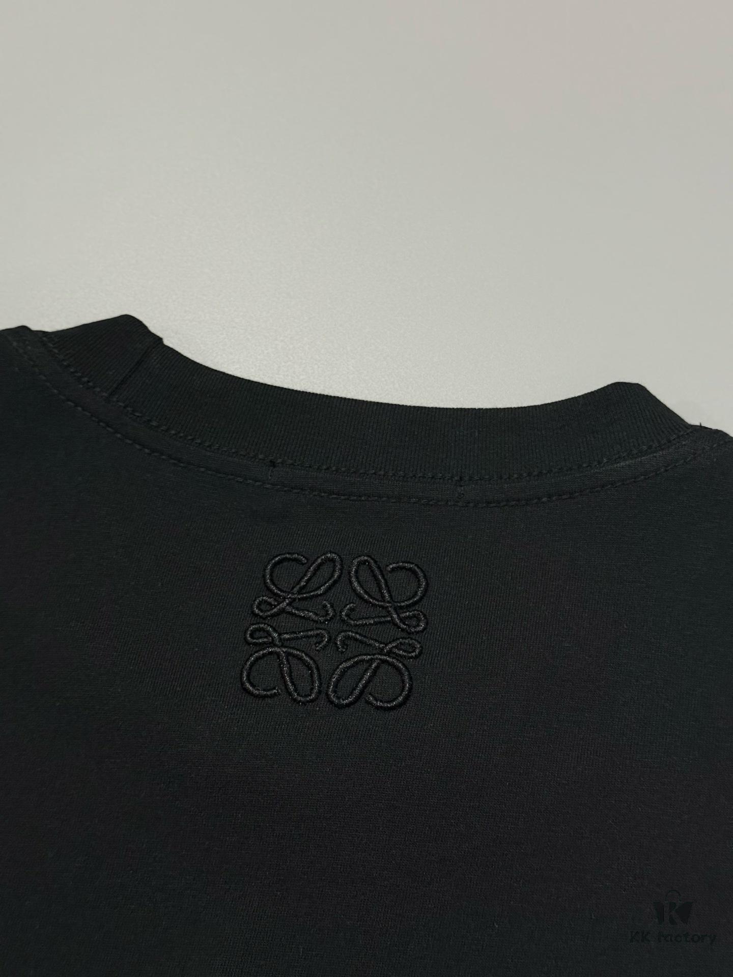 High-Quality Loewe 25SS Spring/Summer Collection Loewe x Suna Fujita Collaboration Heavy Embroidered Round-Neck Short-Sleeve T-Shirt with Contrast Logo and Cartoon Rabbit Design