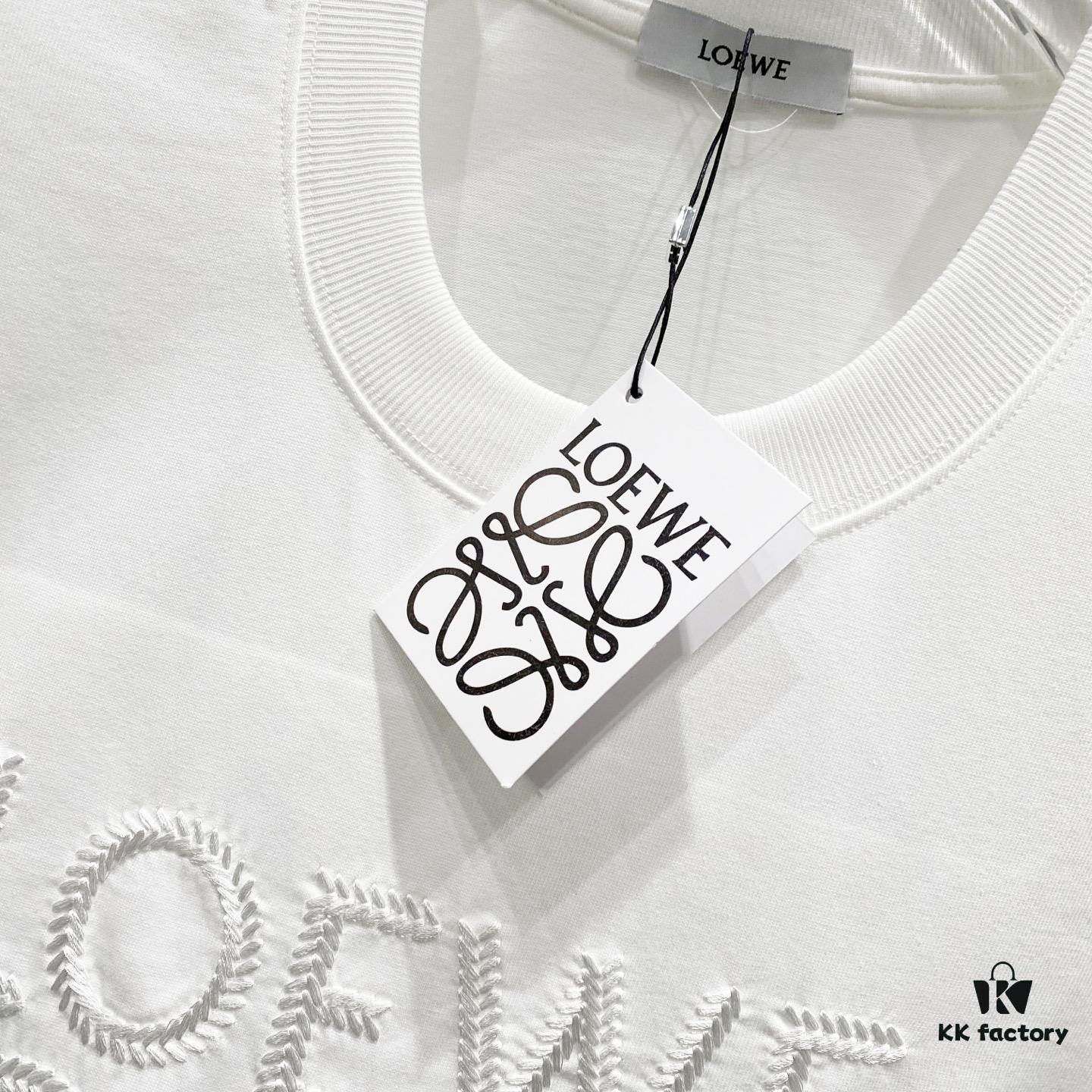 LOEWE 320g Crew Neck Short Sleeve T-Shirt with Embroidered Logo