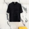 LOEWE 320g Crew Neck Short Sleeve T-Shirt, Solid Color with Embroidered Logo on Chest