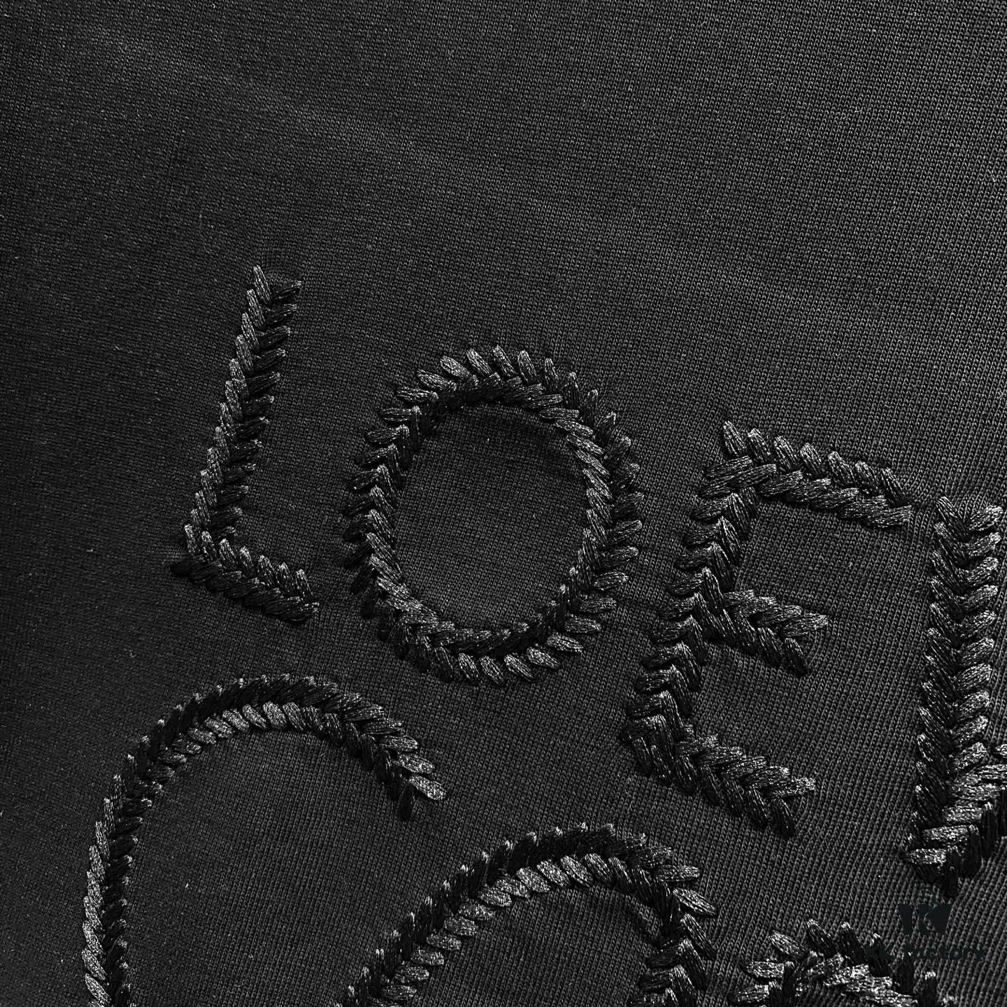 LOEWE 320g Crew Neck Short Sleeve T-Shirt, Solid Color with Embroidered Logo on Chest