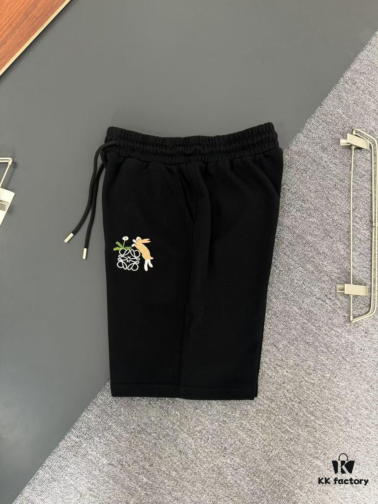 LOEWE Lightweight 400g Heavyweight Cotton Loose Embroidered Logo Shorts