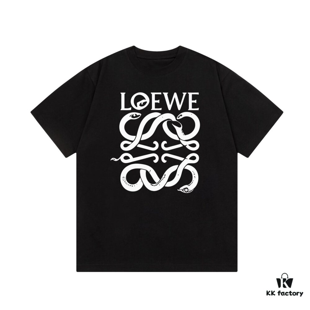 LOEWE* Loewe * Relaxed Fit Printed Logo Fashion Round Neck Short Sleeve T-Shirt for Spring and Summer, Unisex Comfortable Cotton Top
