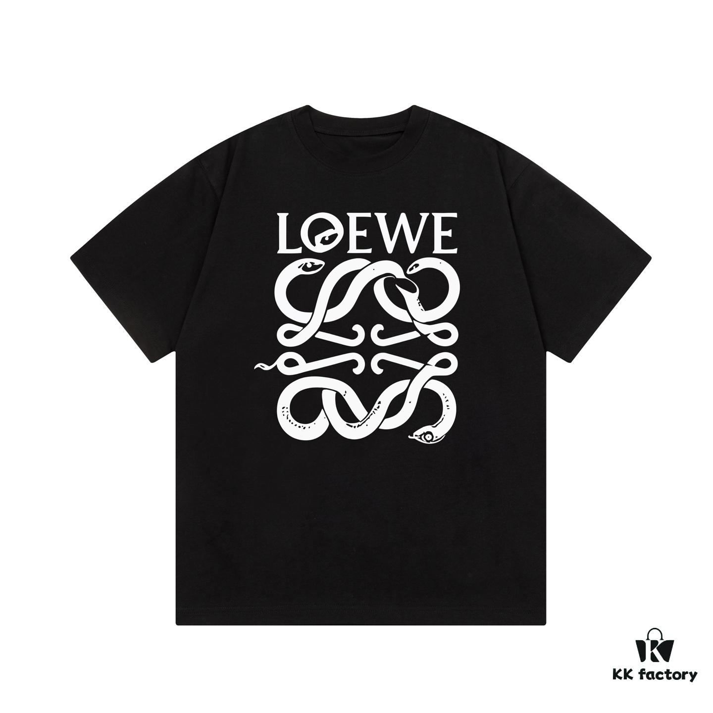 LOEWE* Loewe * Relaxed Fit Printed Logo Fashion Round Neck Short Sleeve T-Shirt for Spring and Summer, Unisex Comfortable Cotton Top