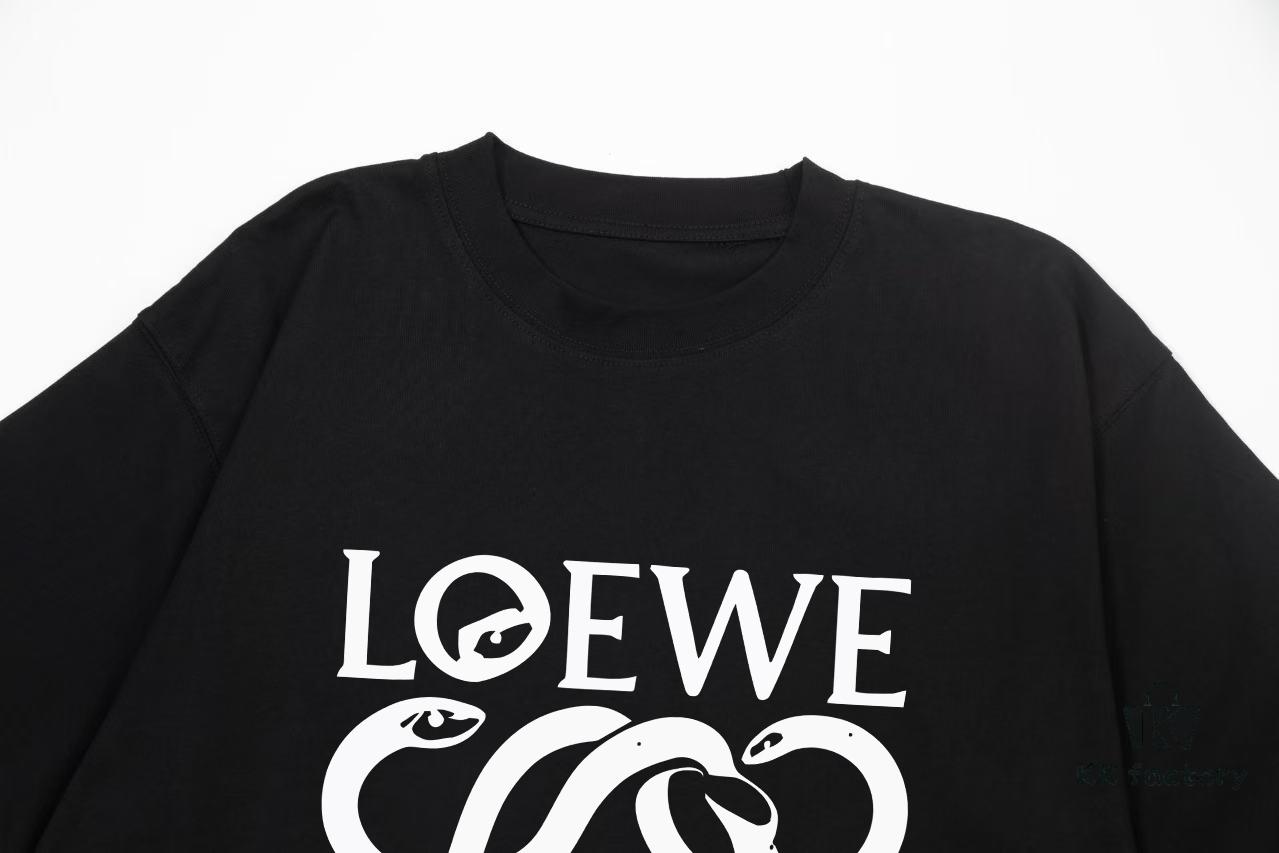 LOEWE* Loewe * Relaxed Fit Printed Logo Fashion Round Neck Short Sleeve T-Shirt for Spring and Summer, Unisex Comfortable Cotton Top