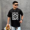 LOEWE* Loewe * Relaxed Fit Printed Logo Fashion Round Neck Short Sleeve T-Shirt for Spring and Summer, Unisex Comfortable Cotton Top