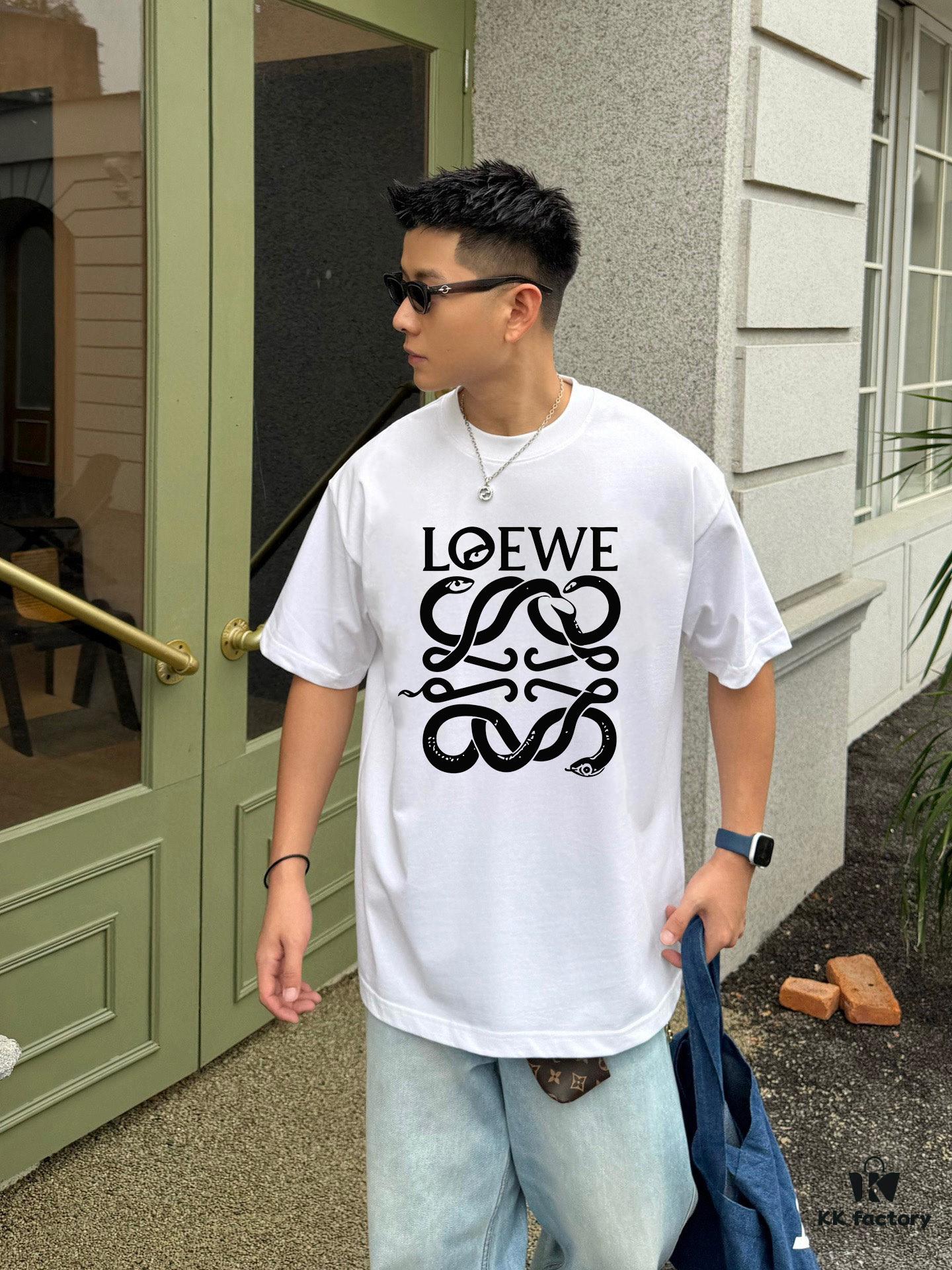 LOEWE* Loewe * Loose Fit Printed Logo Design Spring-Summer New Round Neck Fashion Short Sleeve T-Shirt, Comfortable and Stylish Unisex Wear