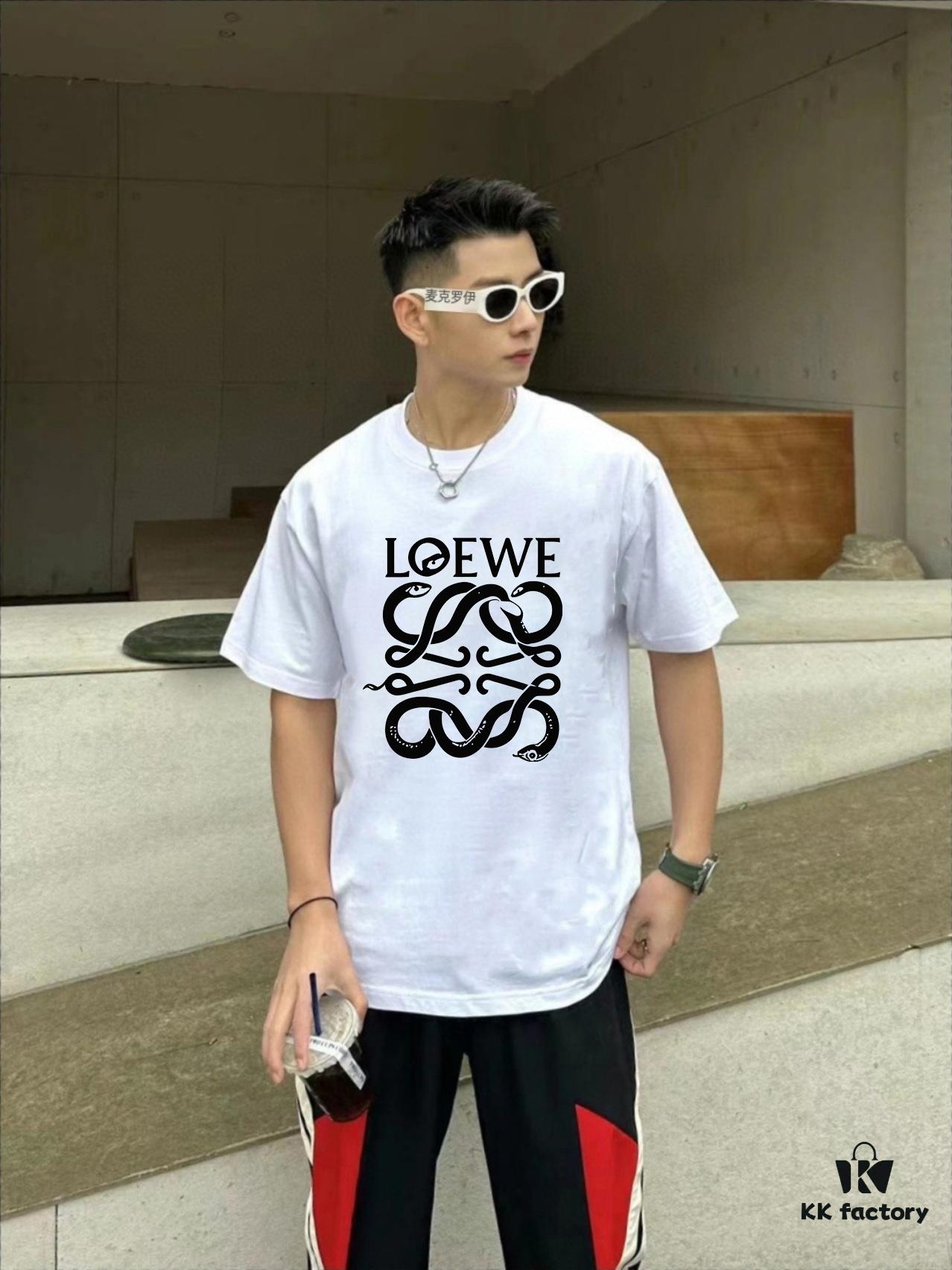 LOEWE* Loewe * Loose Fit Printed Logo Design Spring-Summer New Round Neck Fashion Short Sleeve T-Shirt, Comfortable and Stylish Unisex Wear