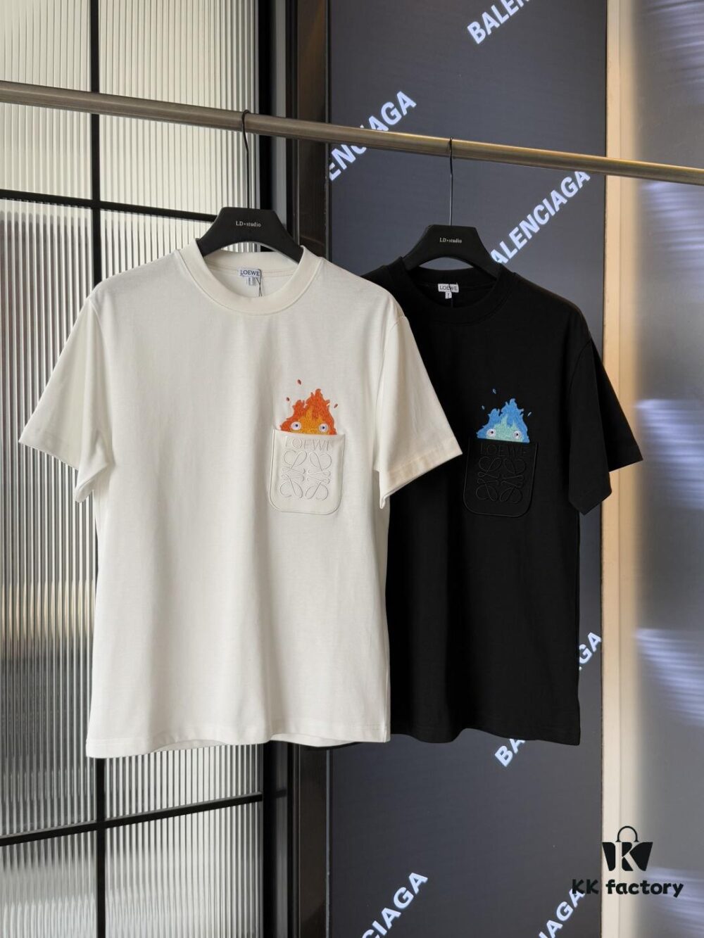 LOEWE x Spirited Away Collaboration Flame Embroidered Doll Washed Cotton T-Shirt