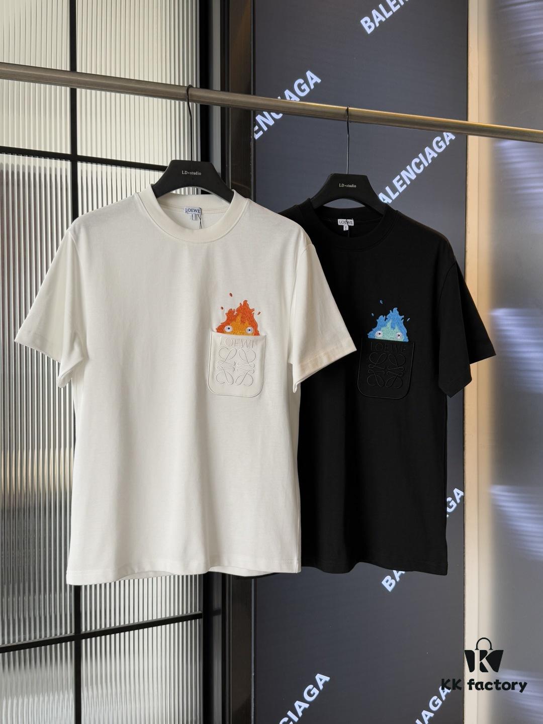 LOEWE x Spirited Away Collaboration Flame Embroidered Doll Washed Cotton T-Shirt