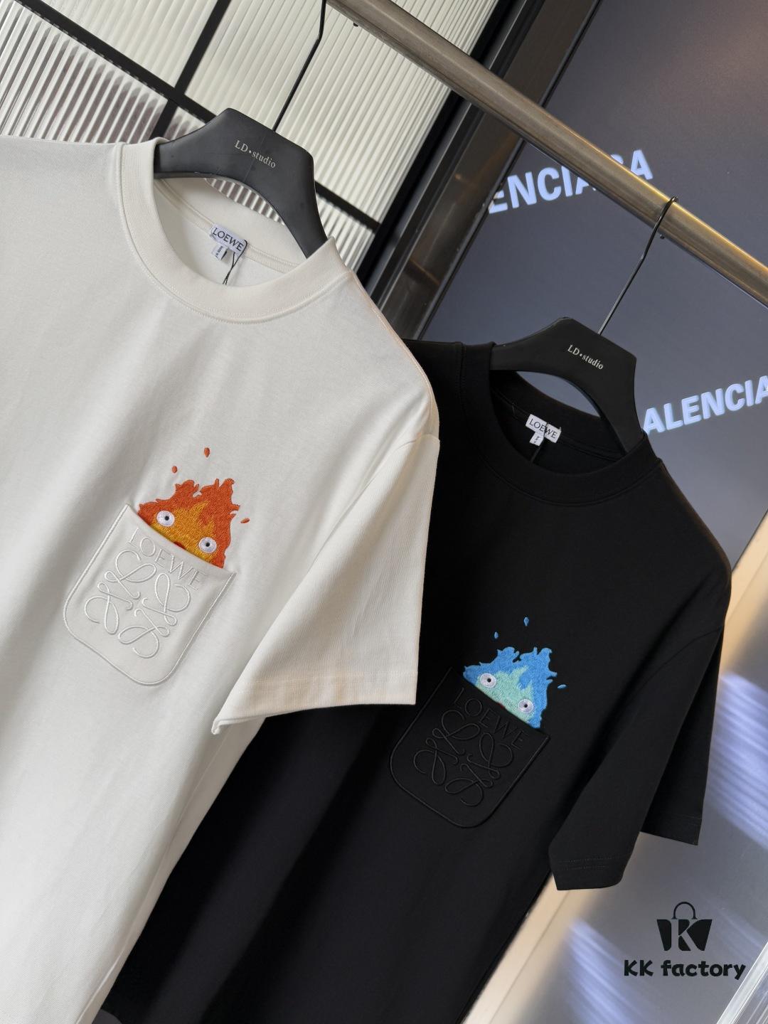 LOEWE x Spirited Away Collaboration Flame Embroidered Doll Washed Cotton T-Shirt