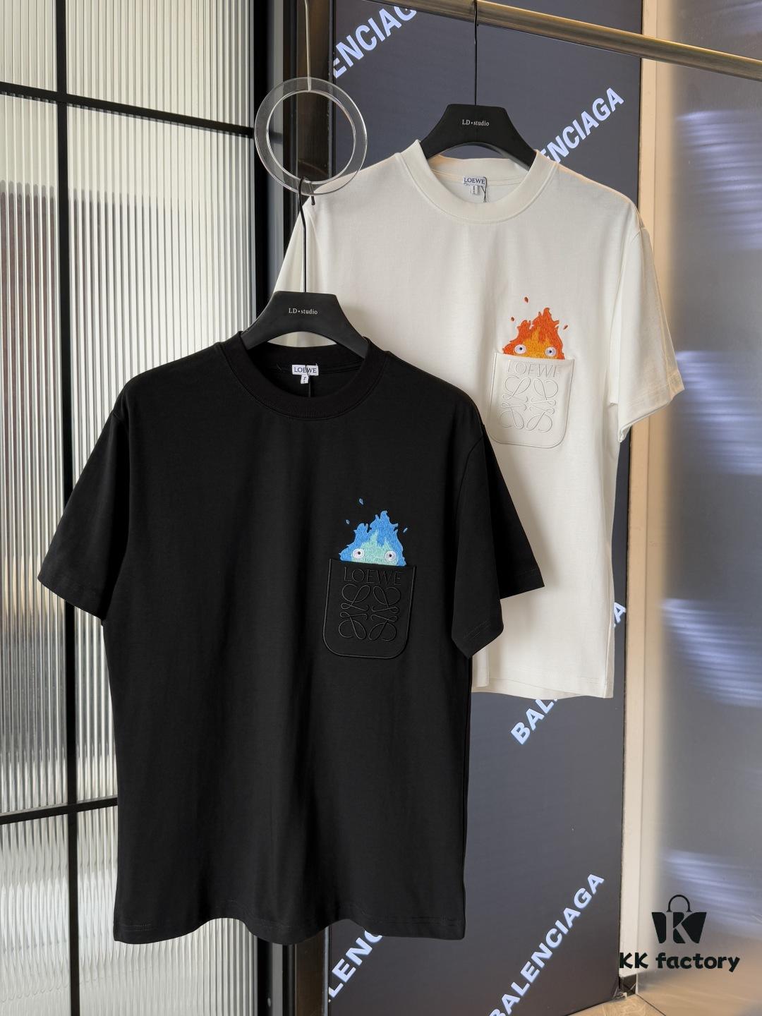 LOEWE x Spirited Away Collaboration Flame Embroidered Doll Washed Cotton T-Shirt