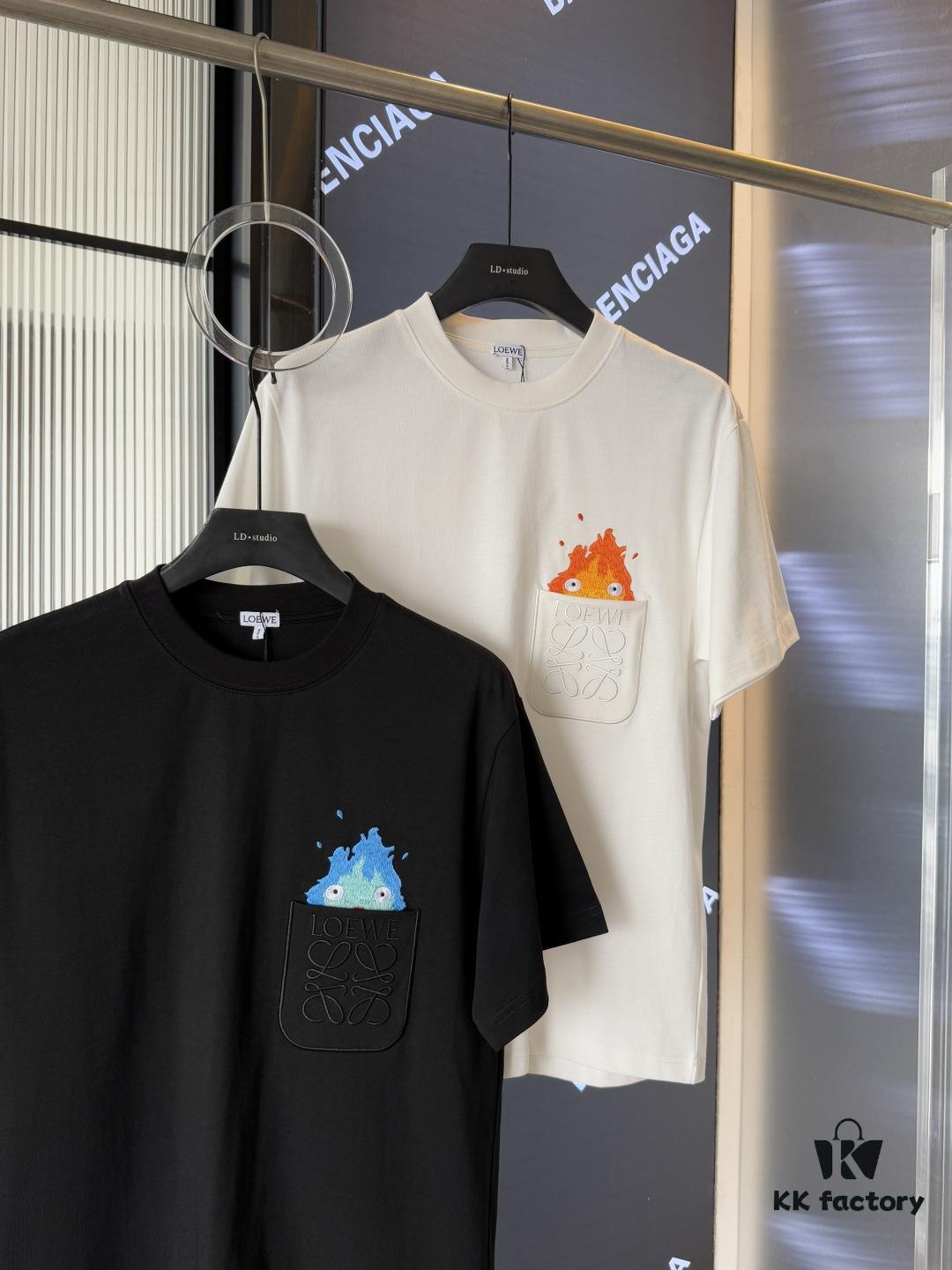 LOEWE x Spirited Away Collaboration Flame Embroidered Doll Washed Cotton T-Shirt