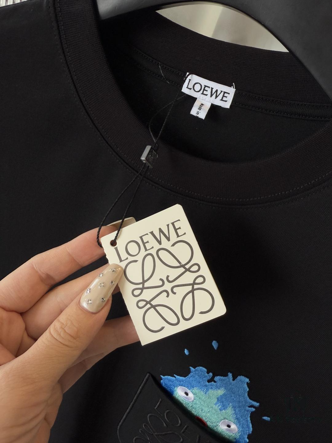 LOEWE x Spirited Away Collaboration Flame Embroidered Doll Washed Cotton T-Shirt