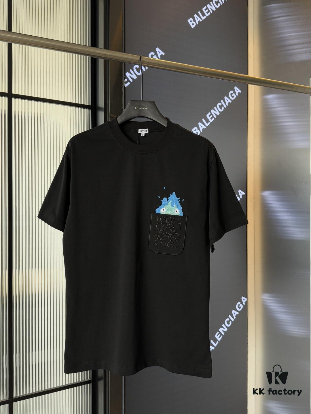 LOEWE x Spirited Away Collaboration Flame Embroidered Doll Washed Cotton T-Shirt