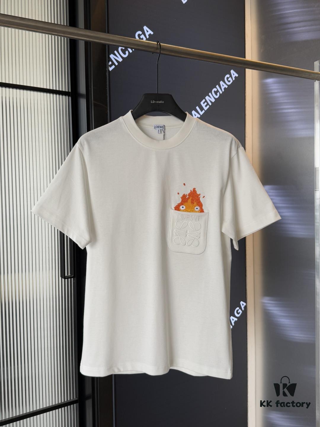 LOEWE x Spirited Away Collaboration Flame Embroidered Doll Washed Cotton T-Shirt