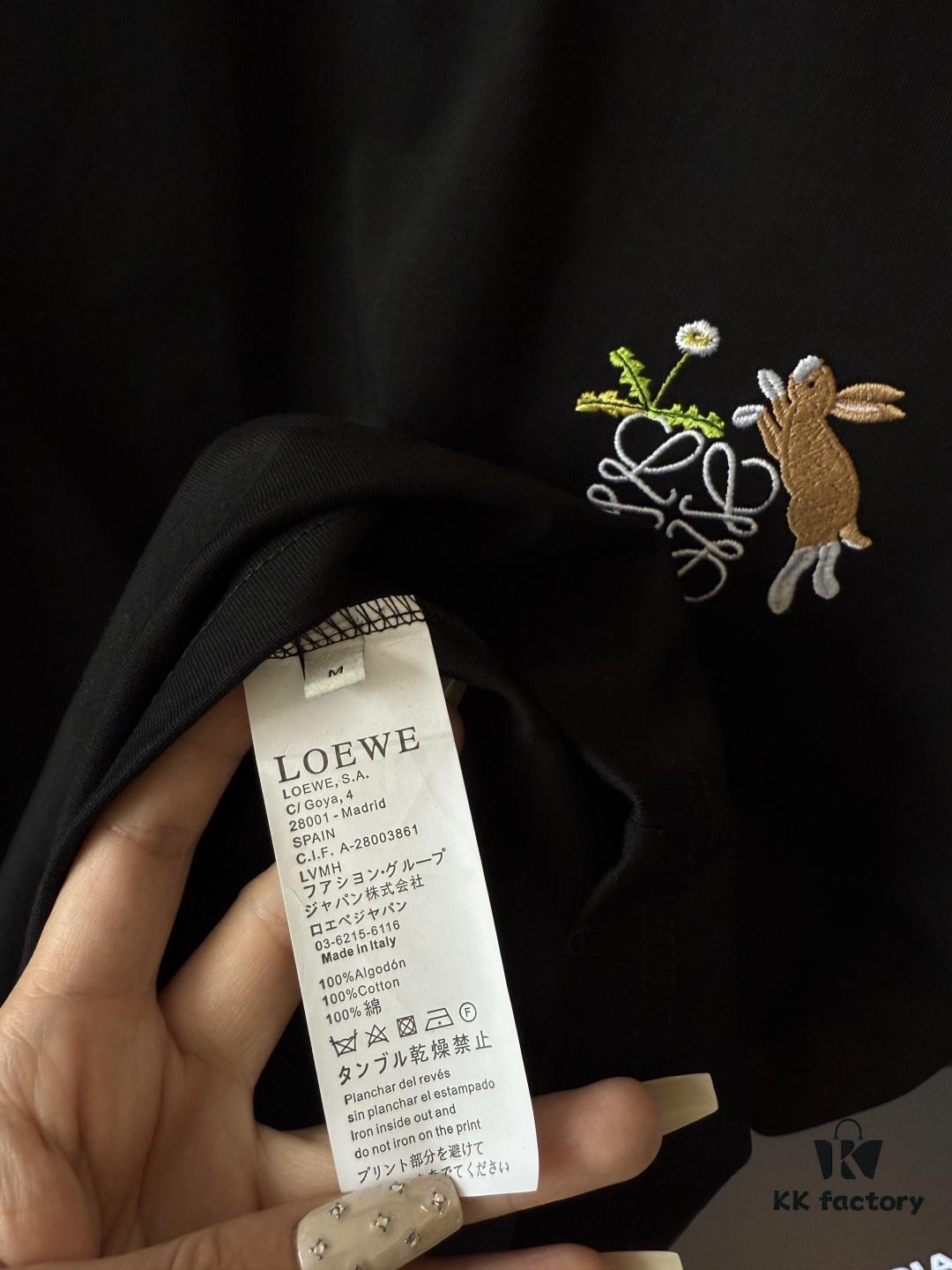 LOEWE X Suna Fujita 25SS Rabbit Embroidered Heavyweight 300g Short Sleeve T-Shirt (Top Version, Distinguished from Standard Stock)