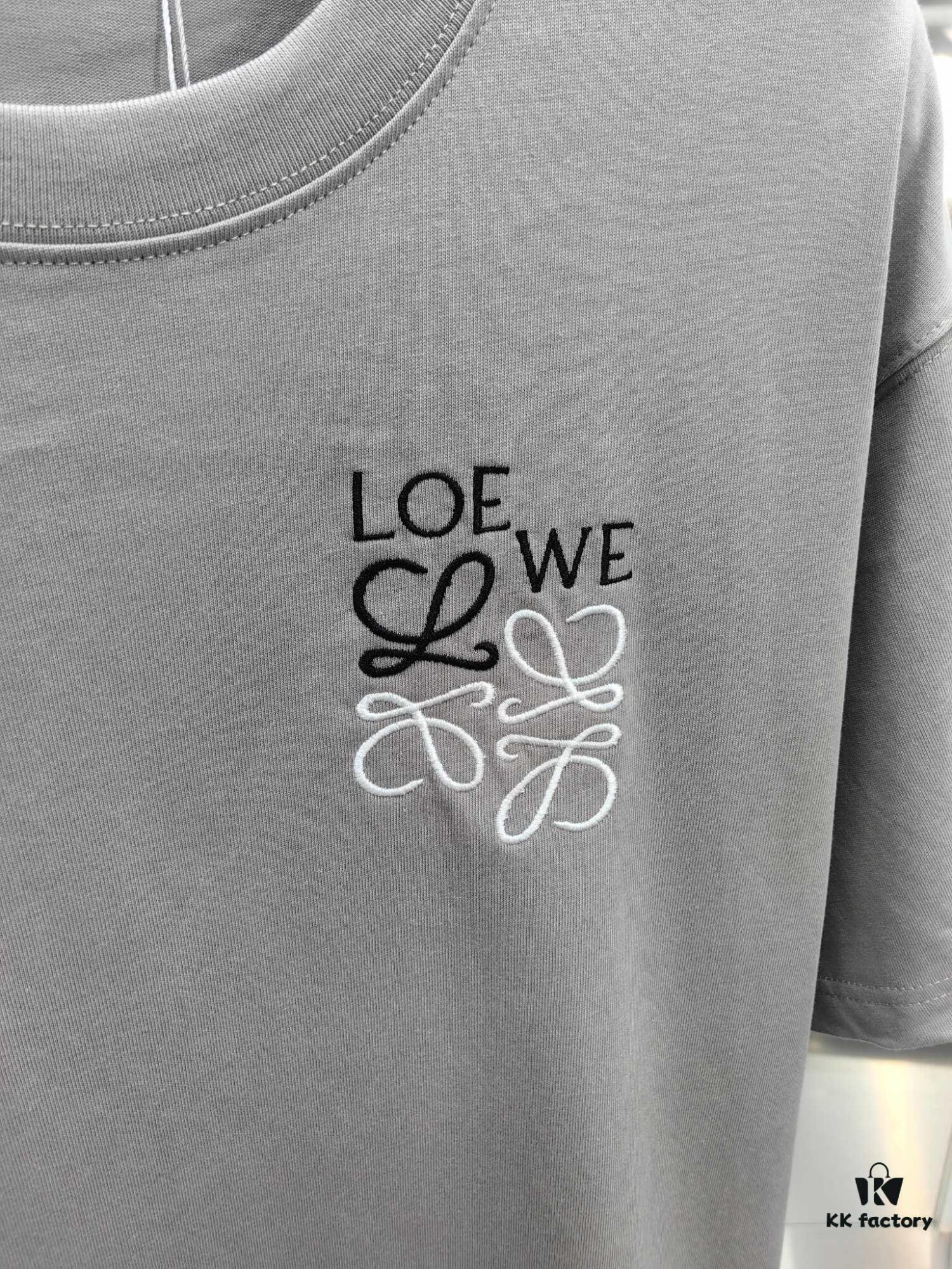 Loewe Embroidered Short Sleeve T-Shirt (Top-tier Version, Distinct from Standard Stock) Unisex 100% Cotton Heavyweight Double Yarn Tee