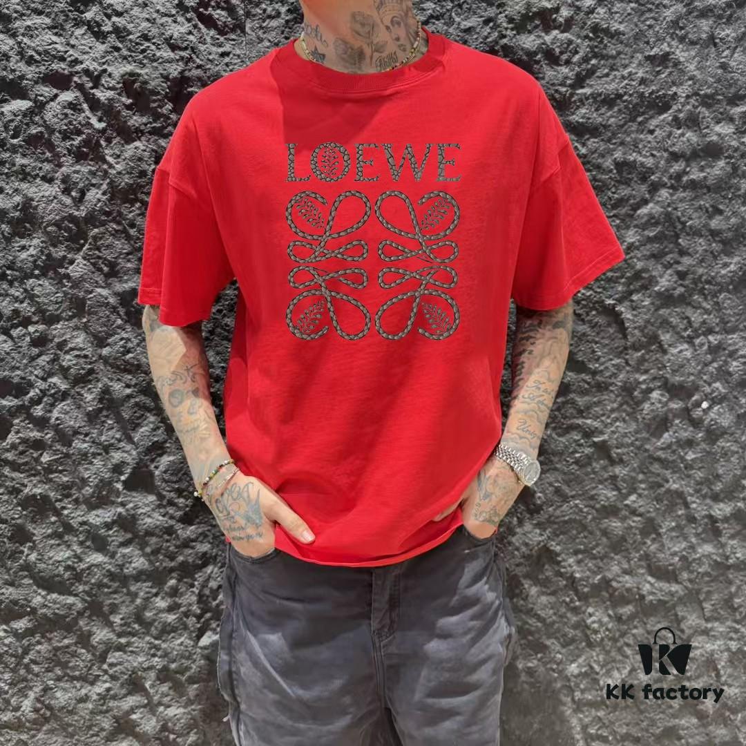 LOE Loewe 25SS Master-Designed Brand New Printed Round-Neck Short-Sleeve T-Shirt, Spring and Summer Latest Collection, OS Drop-Shoulder Fit, 300g Full Cotton, Stylish and Unique, Extremely Versatile