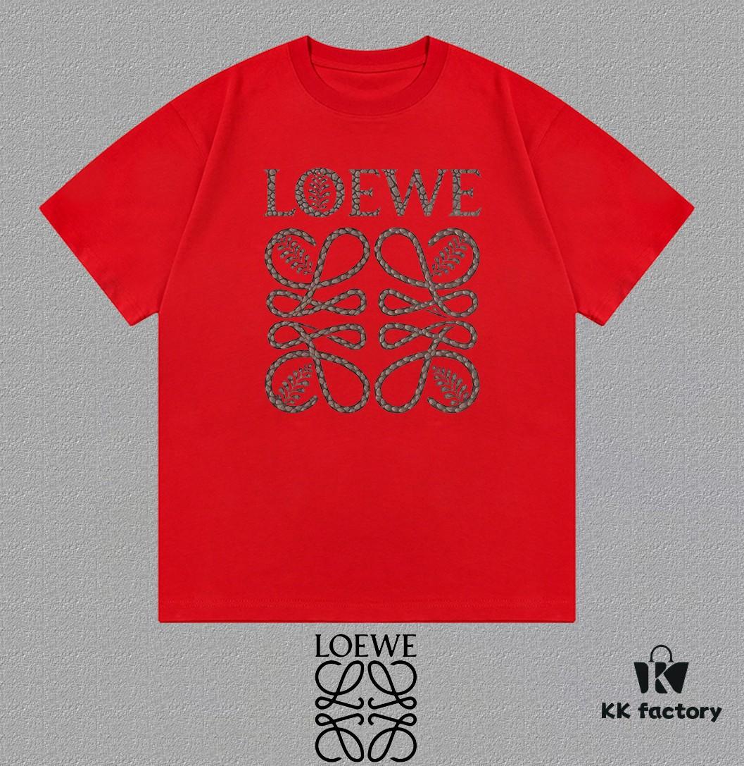 LOE Loewe 25SS Master-Designed Brand New Printed Round-Neck Short-Sleeve T-Shirt, Spring and Summer Latest Collection, OS Drop-Shoulder Fit, 300g Full Cotton, Stylish and Unique, Extremely Versatile