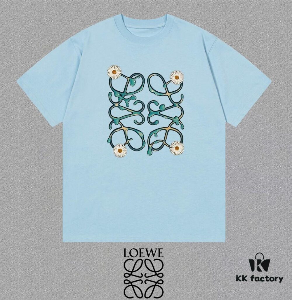 LOE Loewe 25SS Master-Designed New Arrival Printed Round-Neck Short-Sleeve T-Shirt, Spring and Summer Latest Collection OS Drop-Shoulder Fit, 300g Full Cotton, Stylish and Unique, Extremely Versatile and Attractive, Suitable for Both Men and Women, Must-Have Item, Complete with Hang Tag, Neck Label, and Wash Label