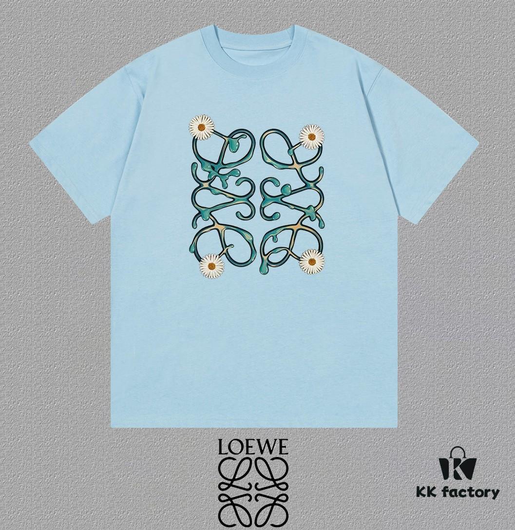 LOE Loewe 25SS Master-Designed New Arrival Printed Round-Neck Short-Sleeve T-Shirt, Spring and Summer Latest Collection OS Drop-Shoulder Fit, 300g Full Cotton, Stylish and Unique, Extremely Versatile and Attractive, Suitable for Both Men and Women, Must-Have Item, Complete with Hang Tag, Neck Label, and Wash Label