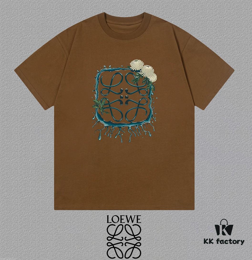 LOE Loewe 25SS Master-Designed Brand New Printed Round-Neck Short-Sleeve T-Shirt, Spring and Summer Latest Collection, OS Oversized Fit, 300g Full Cotton, Stylish and Unique, Extremely Versatile and Attractive, Suitable for Both Men and Women, Must-Have Item, Complete with Hang Tag, Label, and Wash Label
