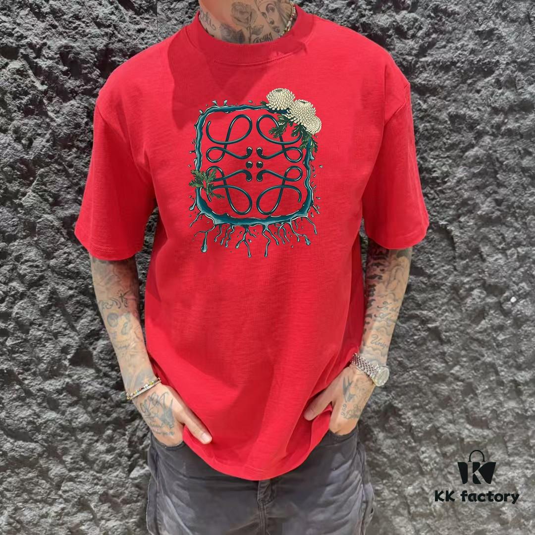 LOE Loewe 25SS Master-Designed Brand New Printed Round-Neck Short-Sleeve T-Shirt