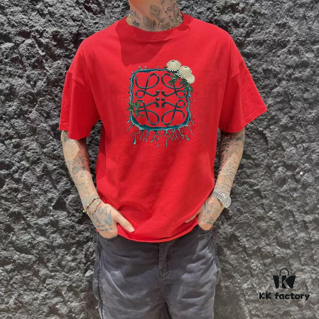 LOE Loewe 25SS Master-Designed Brand New Printed Round-Neck Short-Sleeve T-Shirt